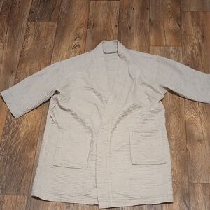 Beige Textured Open Front Cardigan